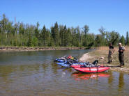 Drifting in pontoon boats is an effective way to fish the Red Deer River