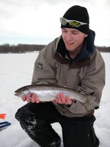 Ice fishing for trout